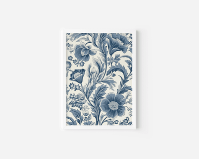 Vintage Blue Floral Wall Art | Botanical Pattern Print for Classic Spaces - Buy Wall Art