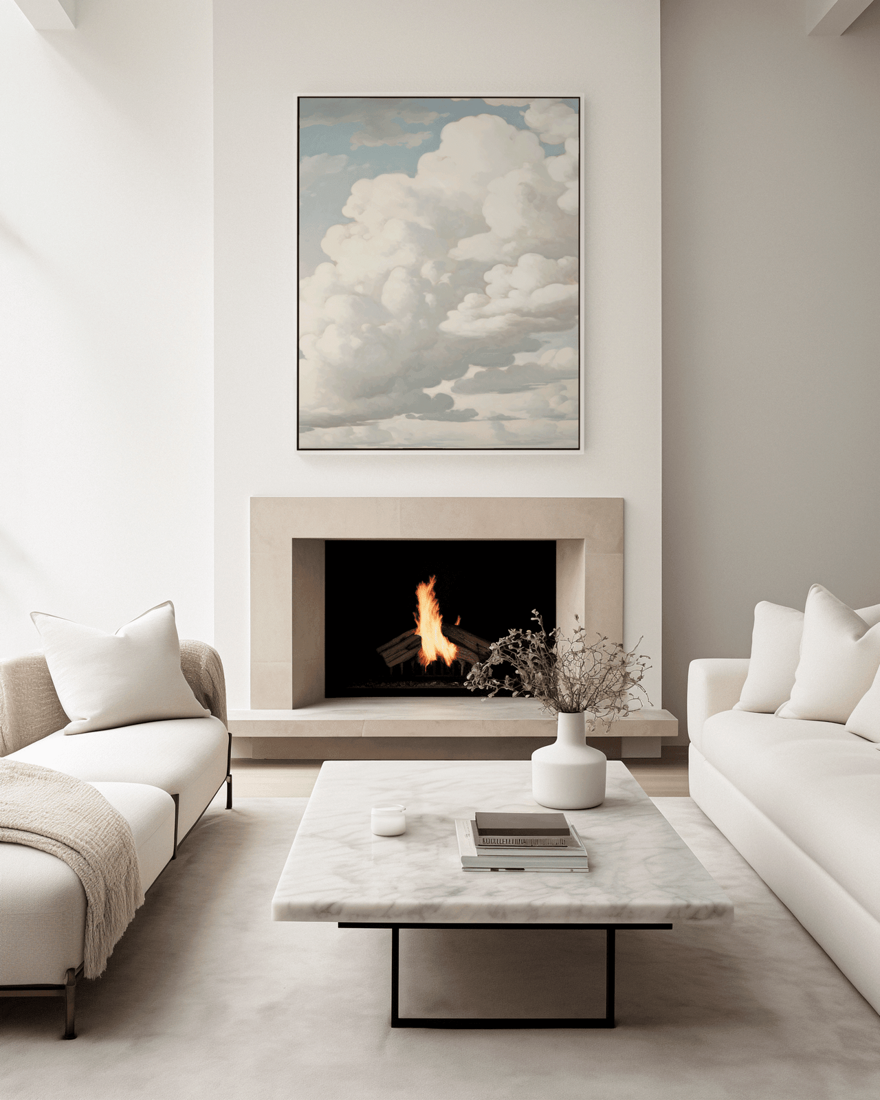 Vintage Cloudscape Wall Art | Soft Sky Canvas Print for Bedroom or Living Room - Buy Wall Art