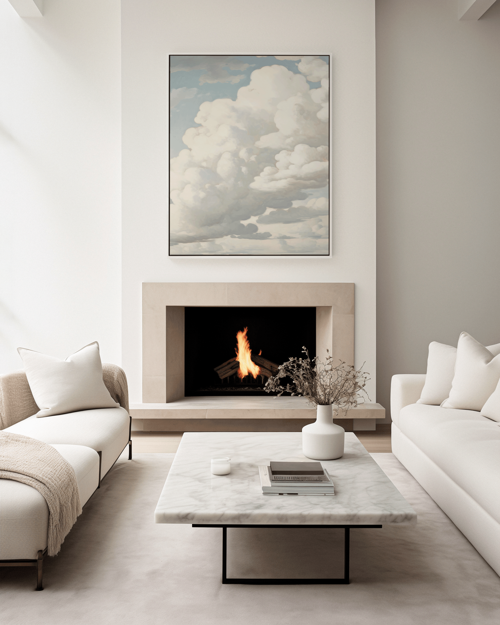Vintage Cloudscape Wall Art | Soft Sky Canvas Print for Bedroom or Living Room - Buy Wall Art