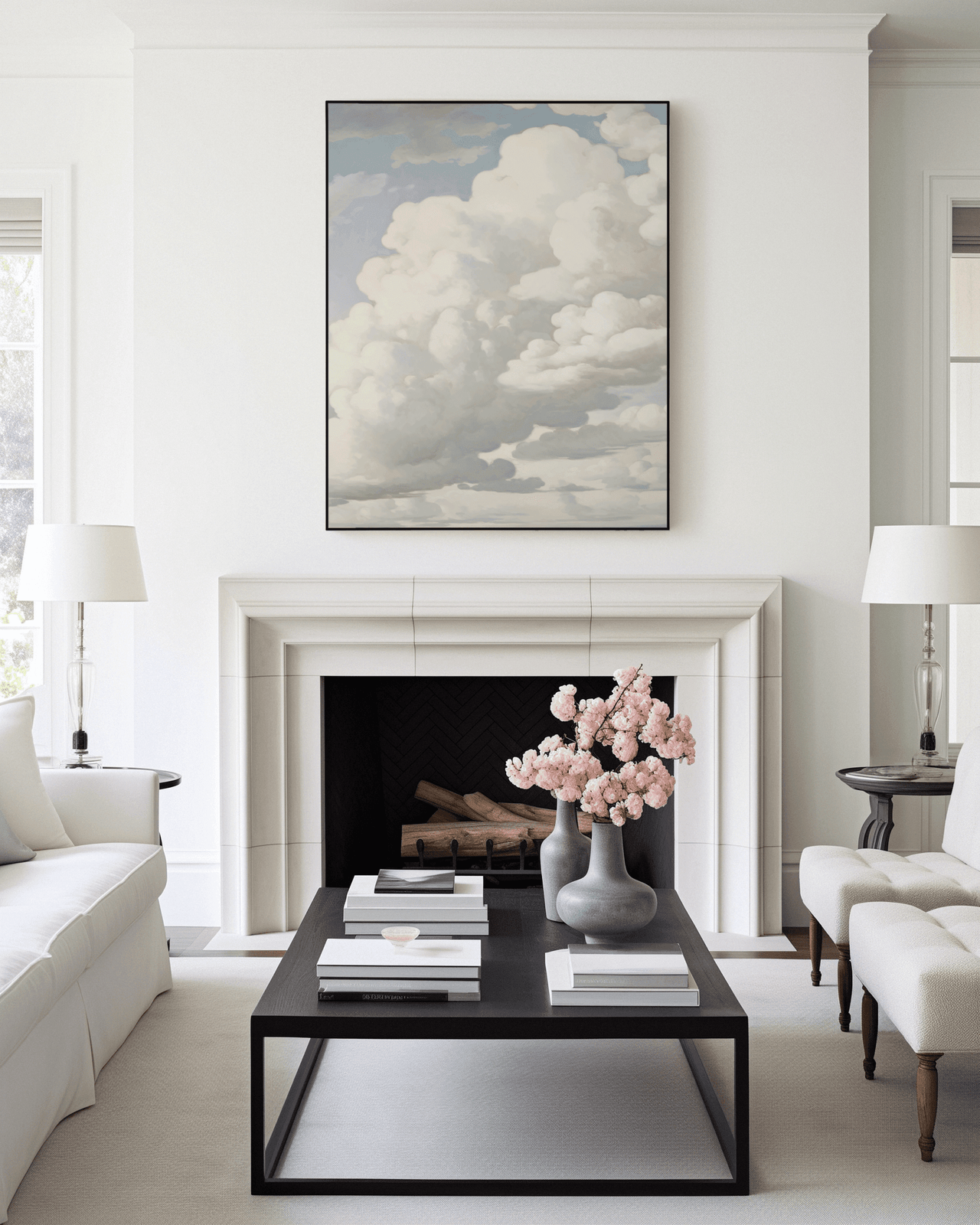 Vintage Cloudscape Wall Art | Soft Sky Canvas Print for Bedroom or Living Room - Buy Wall Art