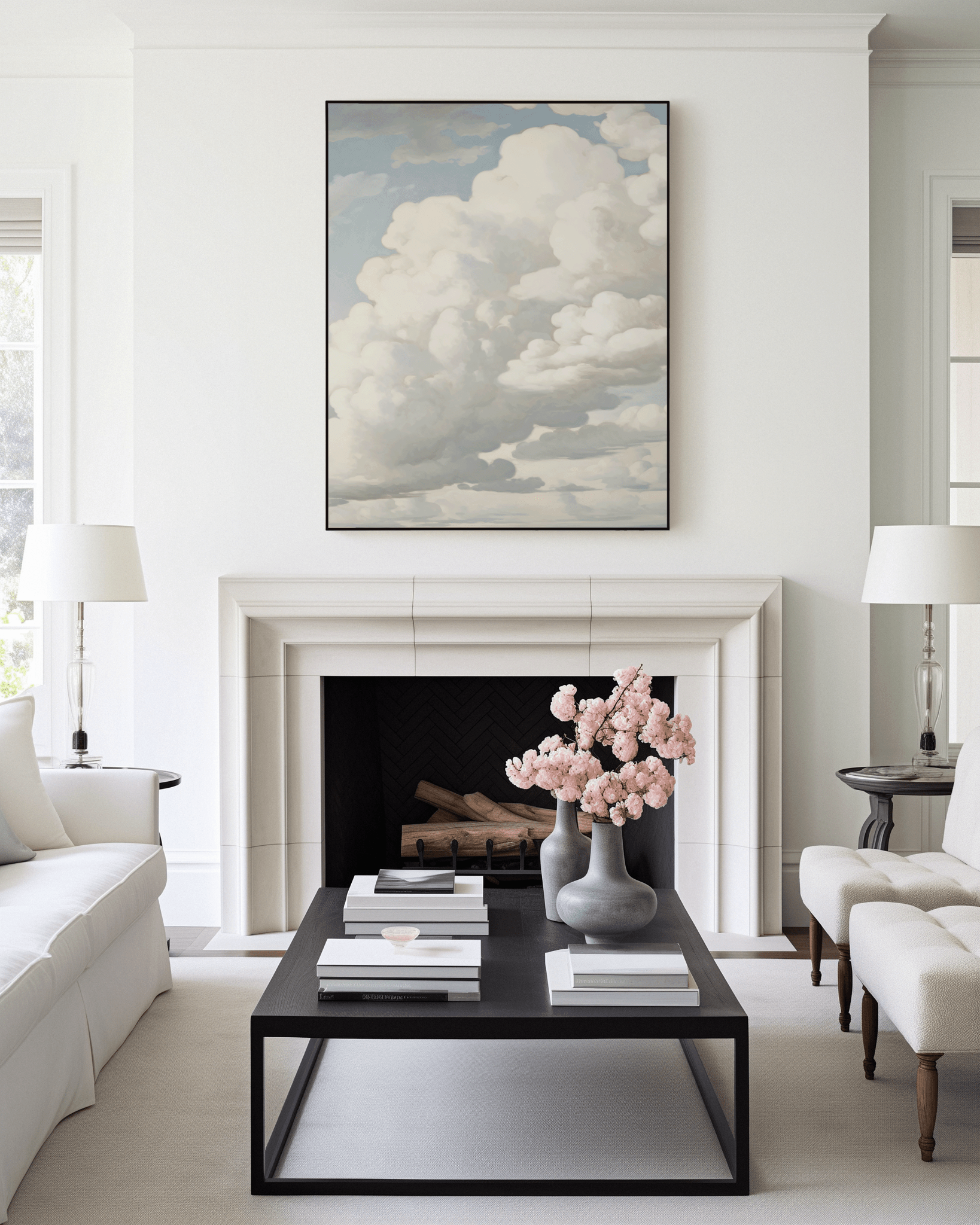 Vintage Cloudscape Wall Art | Soft Sky Canvas Print for Bedroom or Living Room - Buy Wall Art
