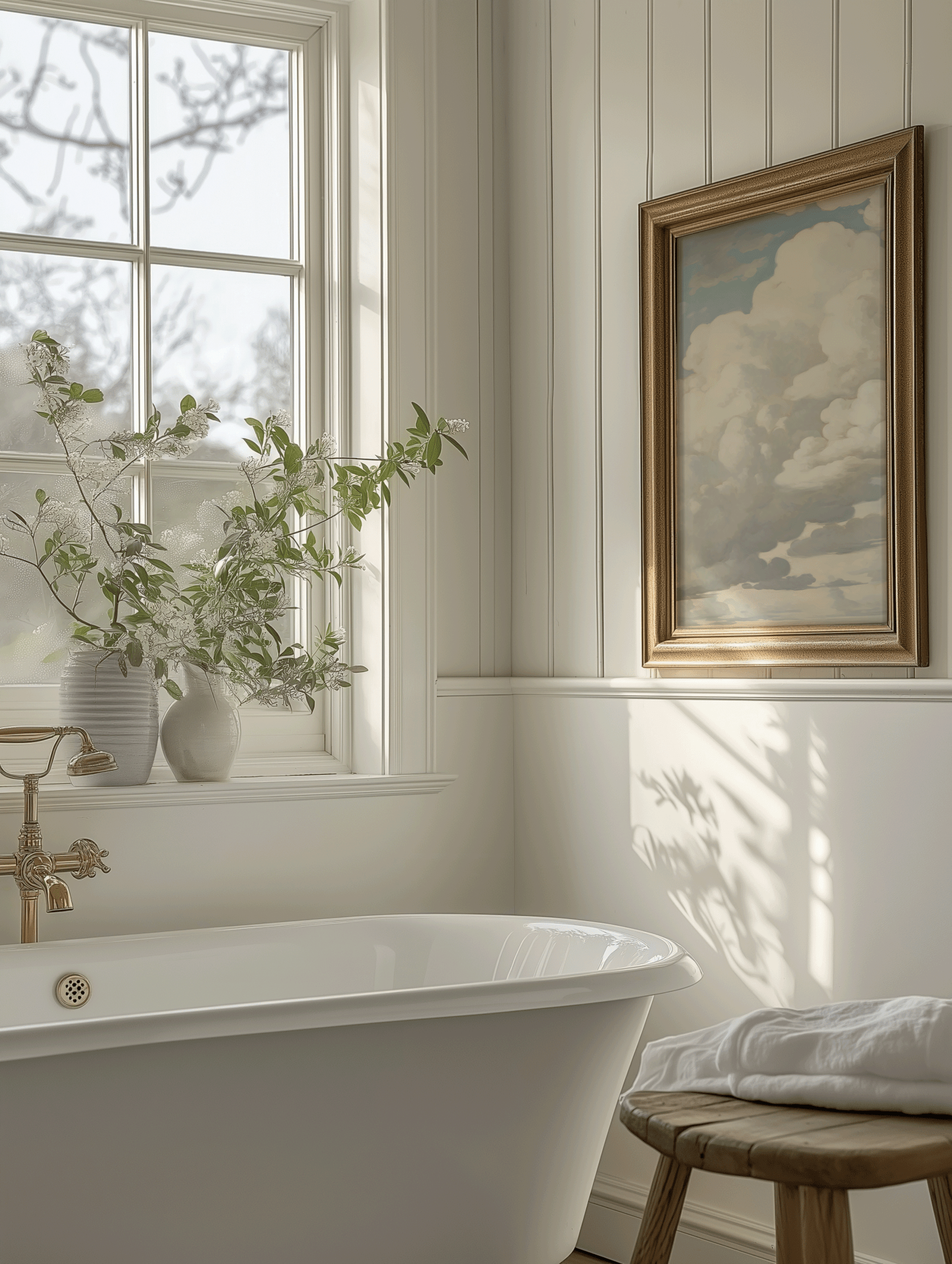 Vintage Cloudscape Wall Art | Soft Sky Canvas Print for Bedroom or Living Room - Buy Wall Art