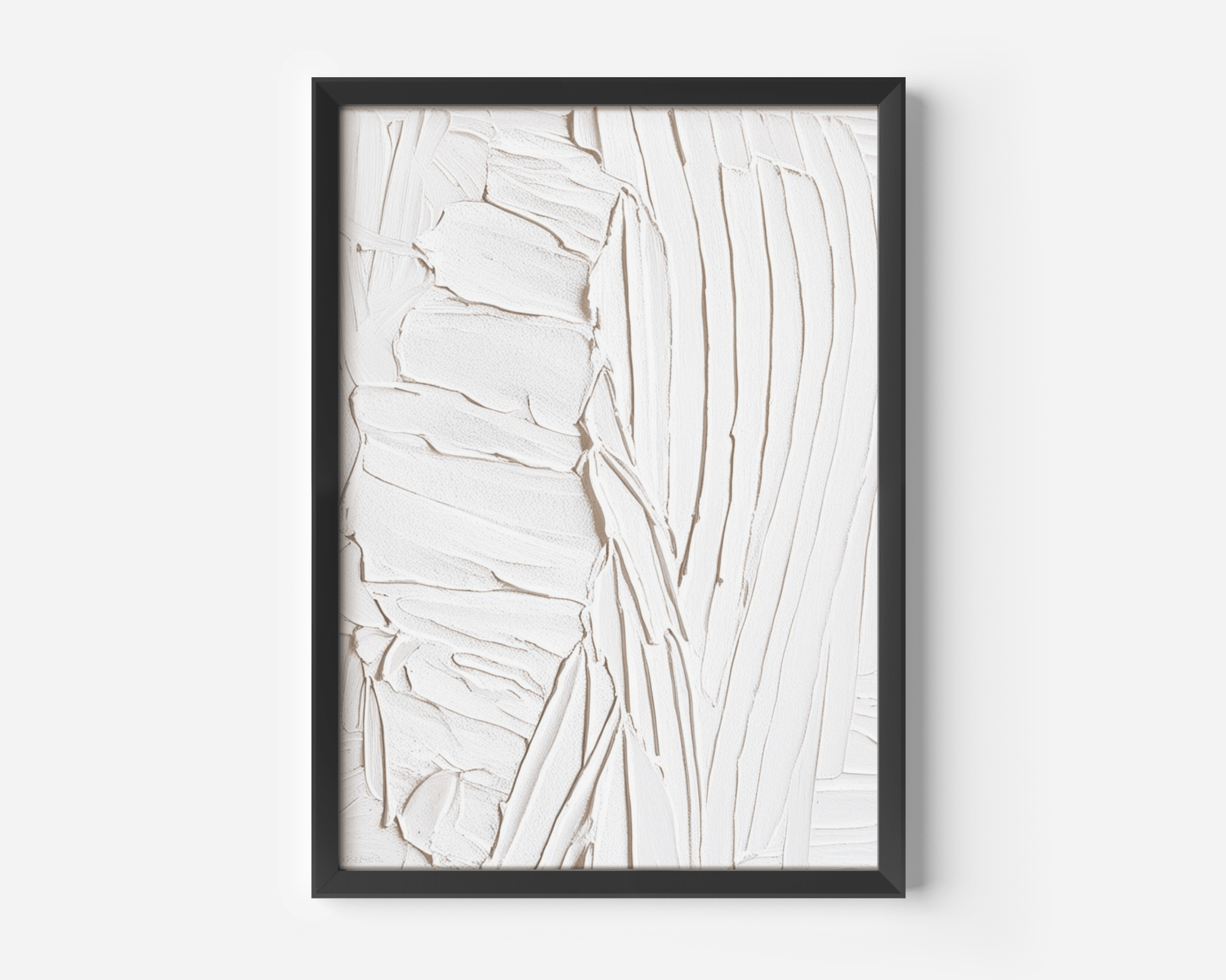 White Minimalist Wall Art | Abstract Print with Faux Texture Effect - Buy Wall Art
