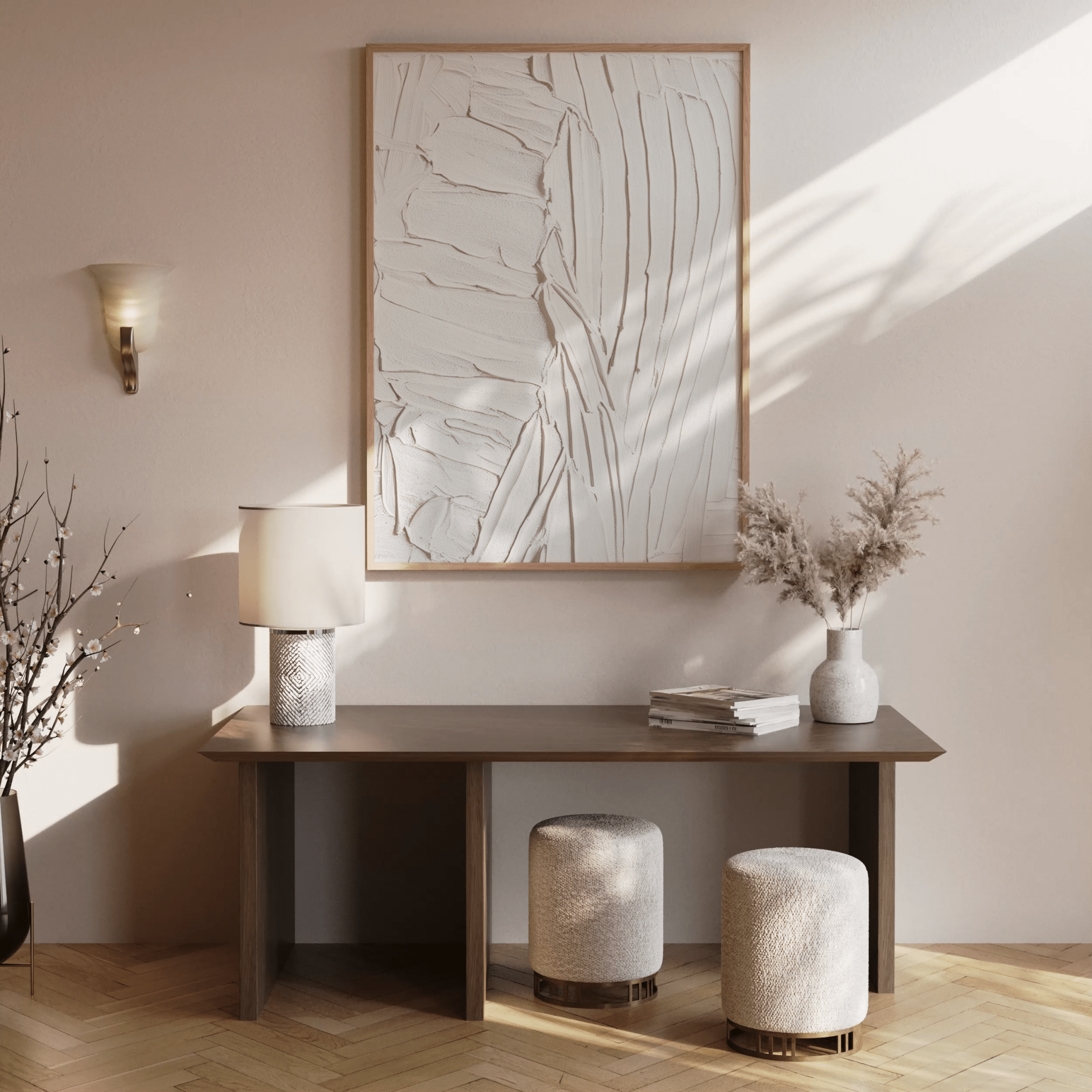 White Minimalist Wall Art | Abstract Print with Faux Texture Effect - Buy Wall Art