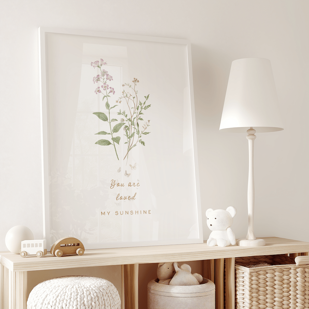 You Are Loved Nursery Wall Art | Botanical Quote Print for Baby’s Room - Buy Wall Art