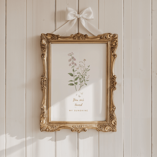 You Are Loved Nursery Wall Art | Botanical Quote Print for Baby’s Room - Buy Wall Art