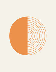 Mid century modern minimalist art print with geometric minimal orange line on beige. Boho wall decor. Illustration