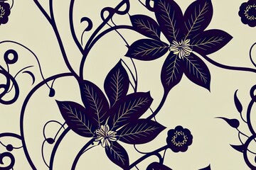 Baroque wallpaper. Seamless 2d illustration background of ornate decorative leaves in art deco style. Damask style. Floral royal pattern