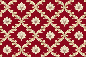 Damask seamless 2d illustrated pattern. Classic vintage damask ornament, royal victorian geometric seamless pattern for wallpaper, textile, packaging. Floral baroque pattern, red background