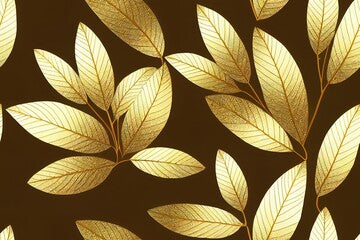 Baroque wallpaper. Seamless 2d illustrated background of ornate decorative gold leaves in art deco style. Damascus