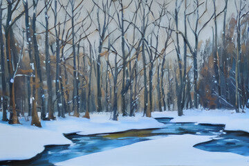 winter forest in the winter with river