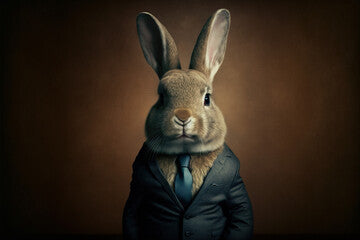 Cute rabbit in suit like a businessman, Generative AI