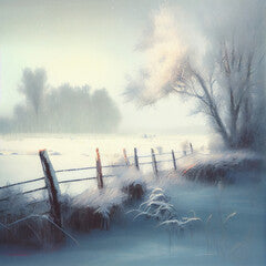 Winter Illustration oil on canvas painting effect Generative