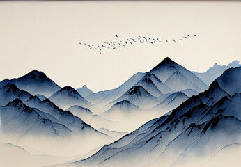 mountains painted in chinese style