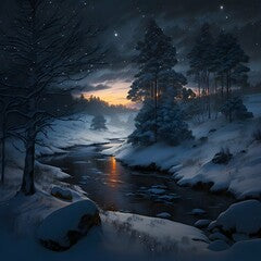 Winter forest in the night.