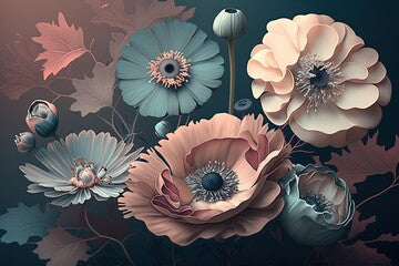 blooming flowers in pastel tones (AI generated)