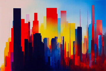 abstract city skyline, Generative AI Art Illustration 04