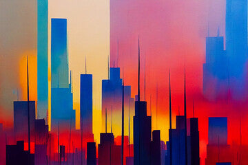 abstract city skyline, Generative AI Art Illustration 03