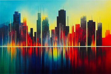 abstract city skyline, Generative AI Art Illustration 01