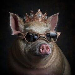 "The Regal Swine: A Tale of a Crowned Pig with Glasses"