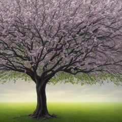 Spring trees painted with oil paints. Generative AI.