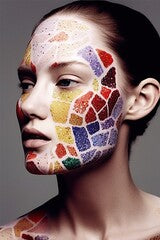 Mosaic Fauvism: Woman with Pointillism Face Paint