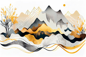 illustration mountain minimalist landscape. Generative AI, Generative, AI