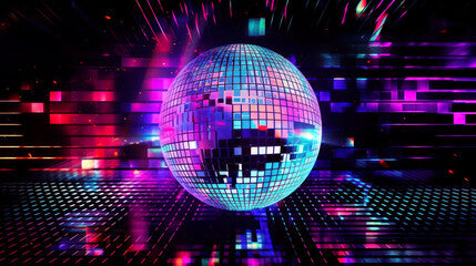 Abstract background with disco ball and lights. Generative AI