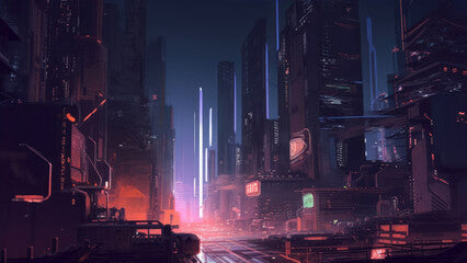 3d illustration of city at night. Futuristic cityscape. generative ai