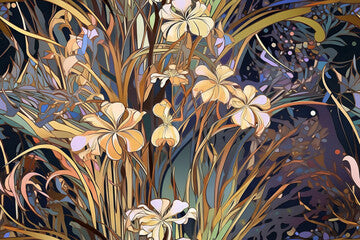 Background with flowers, watercolor in Art Nouveau style. Seamless background.