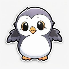 A cute chibi Penguin sticker with a white background, radiating adorable and lovable vibes. The chibi Penguin is depicted in a small and super deformed style, Generative AI