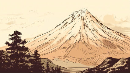 drawing of fuji mountain background and texture generative ai