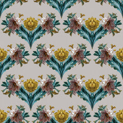 Elegant vintage floral seamless pattern. Victorian pastel wallpapers. Rococo, baroque, renaissance painting style background. Luxury european ornament. Illustration created with generative AI tools