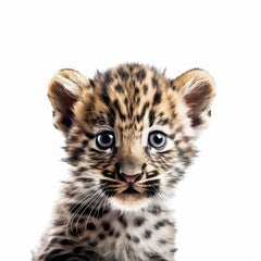 Adorable Portrait of a Baby Cheetah Animal for Print Nursery Children's Room Wall Art AI Generated