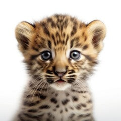 Adorable Portrait of a Baby Cheetah Animal for Print Nursery Children's Room Wall Art AI Generated