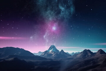 mountains against the milky way, mountains against a beautiful universe, created with Generative AI Technology