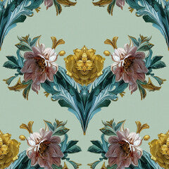 Elegant vintage floral seamless pattern. Victorian pastel wallpapers. Rococo, baroque, renaissance style background. Luxury european old style ornament. Illustration created with generative AI tools