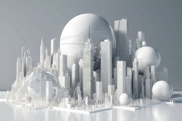 3d render of a building in the city. Generative AI.