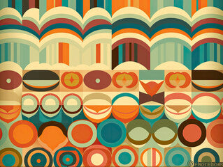 70's Retro Seamless Pattern. 60s and 70s Aesthetic Style. Generative AI