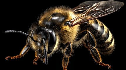 A bee isolated on black background. Generative AI