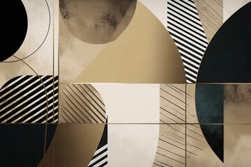 Golden abstract art geometric figures. Stylish modern wall art for wall decoration, wallpaper, murals, carpets, hanging pictures, generate ai