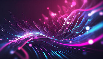 Abstract futuristic background with pink blue glowing Ai generated image