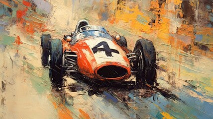 Retro car race oil art, generative ai