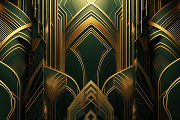 3d illustration of abstract geometric composition with golden lines. Luxury background design.     Generative ai