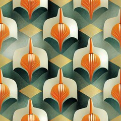 abstract decorative seamless pattern in art deco style. Art Nouveau geometric background. generated ai