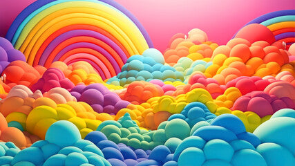 3d render of multicolor clouds in the sky. Abstract background generative ai