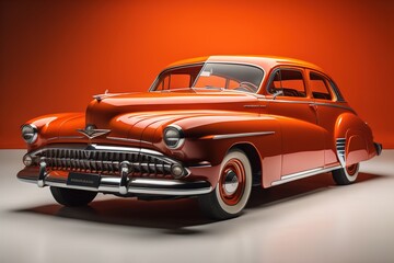 Classic car on a orange background. generative ai