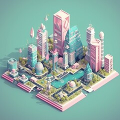 Futuristic model of modern city island