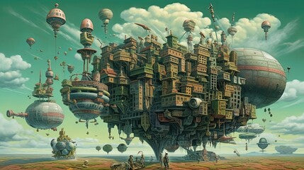 : illustration sci-fi fantasy, big future building made of metal city, Generative Ai