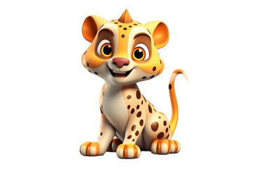 3D Cartoon Character: Sleek Cheetah with Transparent Background. AI